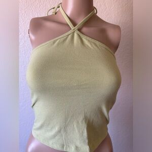 Hollister green tie neck halter top